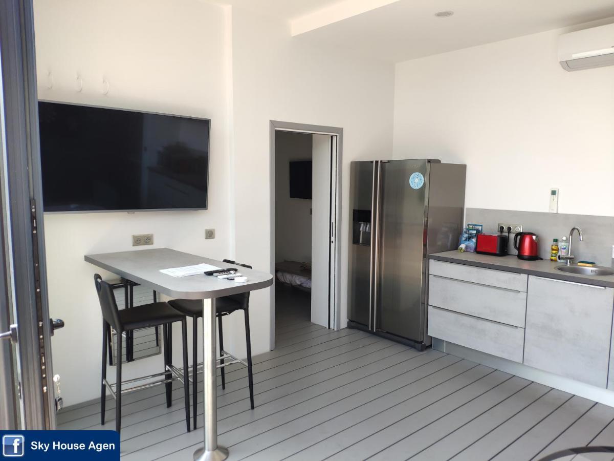 Piscine Chauffee Et Spa Jacuzzi Privatif Terrasse Sans Vis A Vis ,,,Sky House Agen,,, 외부 사진