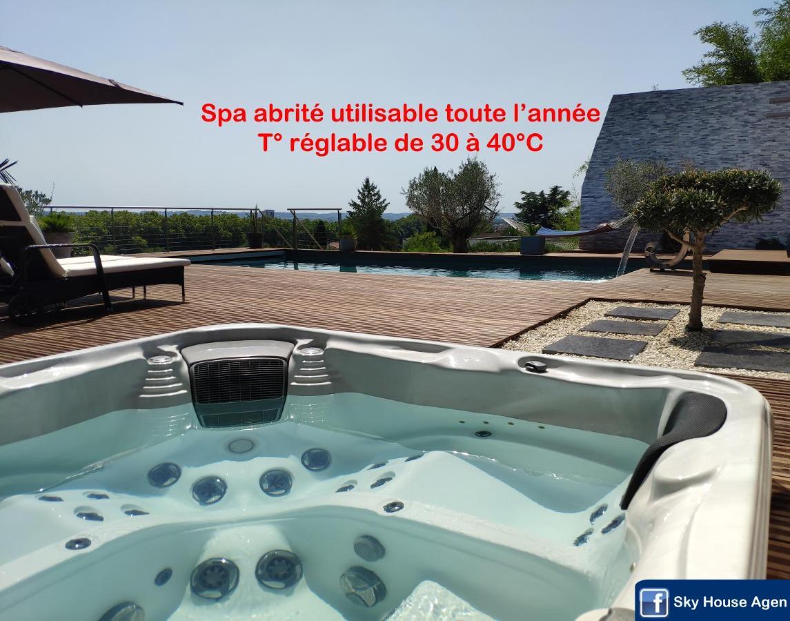 Piscine Chauffee Et Spa Jacuzzi Privatif Terrasse Sans Vis A Vis ,,,Sky House Agen,,, 외부 사진