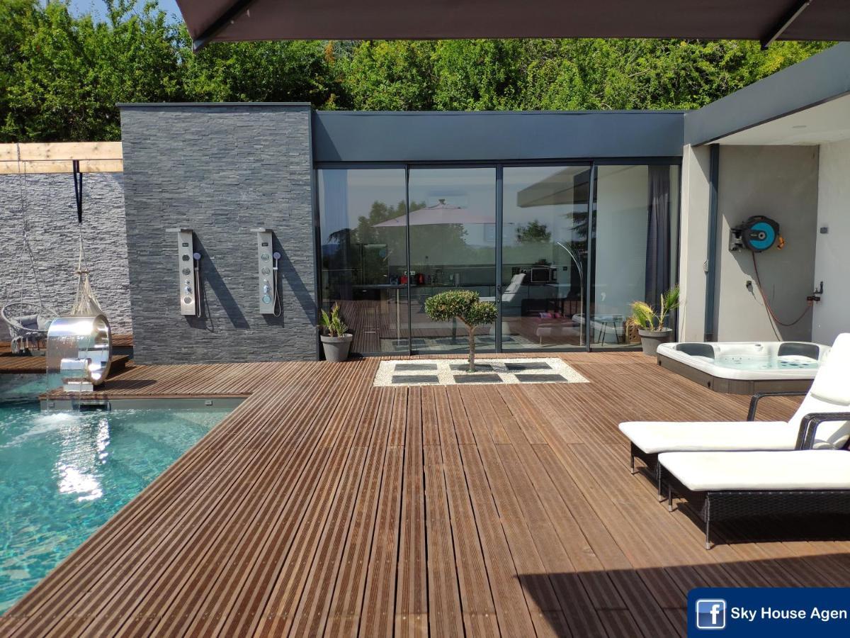 Piscine Chauffee Et Spa Jacuzzi Privatif Terrasse Sans Vis A Vis ,,,Sky House Agen,,, 외부 사진