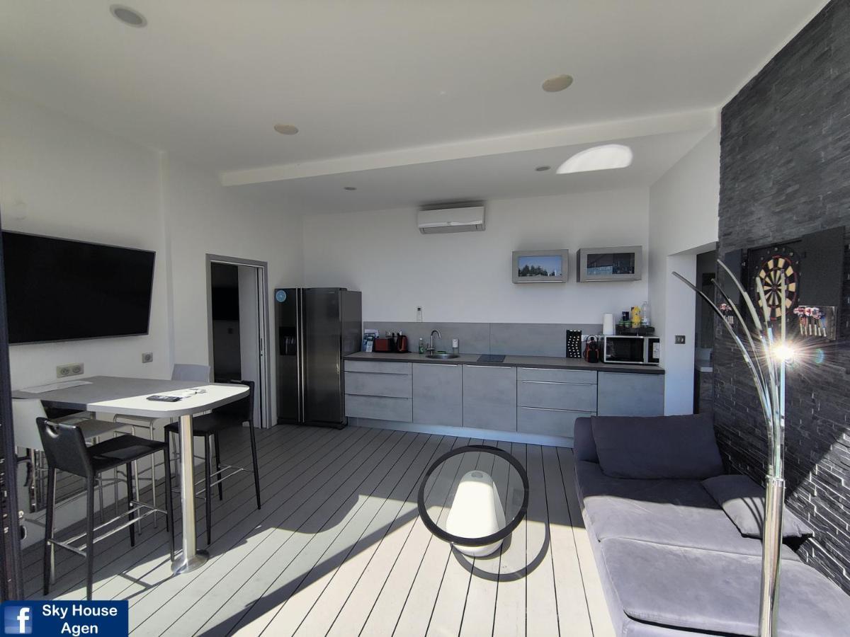 Piscine Chauffee Et Spa Jacuzzi Privatif Terrasse Sans Vis A Vis ,,,Sky House Agen,,, 외부 사진